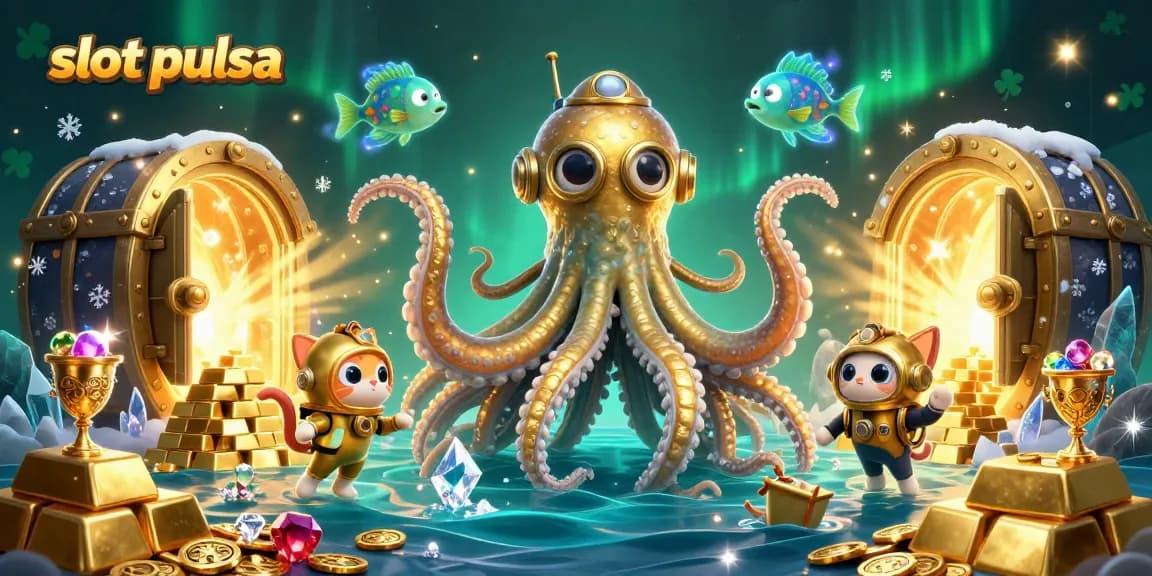 Menang di slot pulsa dengan permainan menarik dan desain mewah dalam ilustrasi 3D.