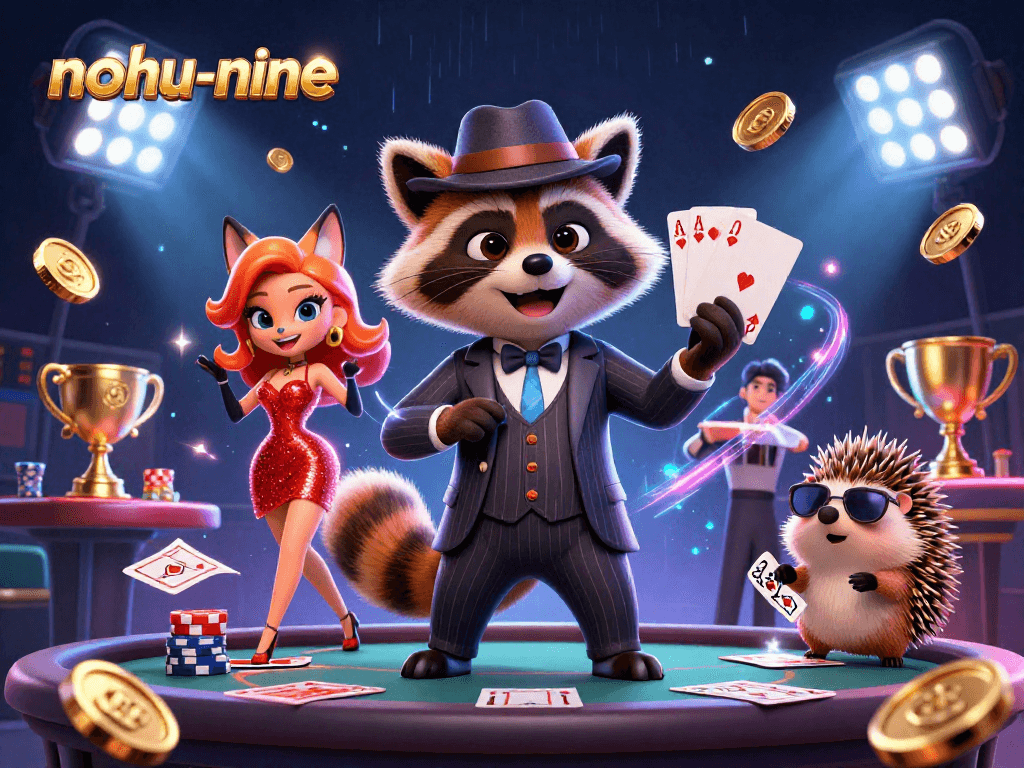Experience thrilling gameplay with nohu-nine in this dynamic poker scene featuring charming characters.