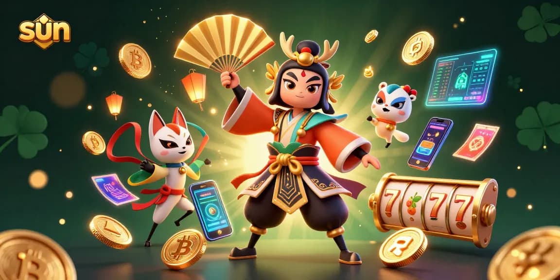 Experience the thrill of online gaming with vibrant sun-themed slot adventures featuring lucky symbols and crypto visuals.