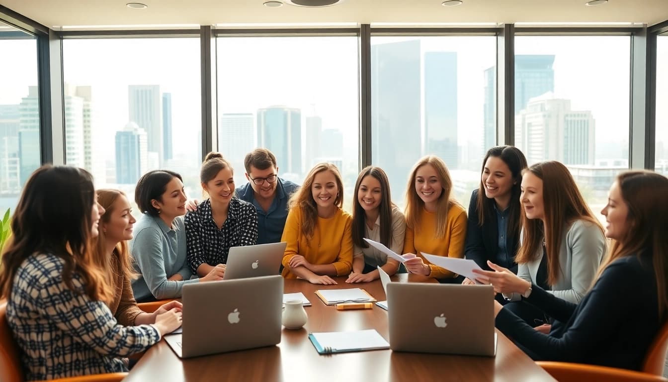 Showcasing a vibrant team at a consumer PR agency Melbourne, engaging in creative collaboration.