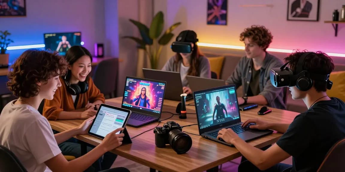 Players enjoying sex games on different devices in a cozy, inviting gaming atmosphere.