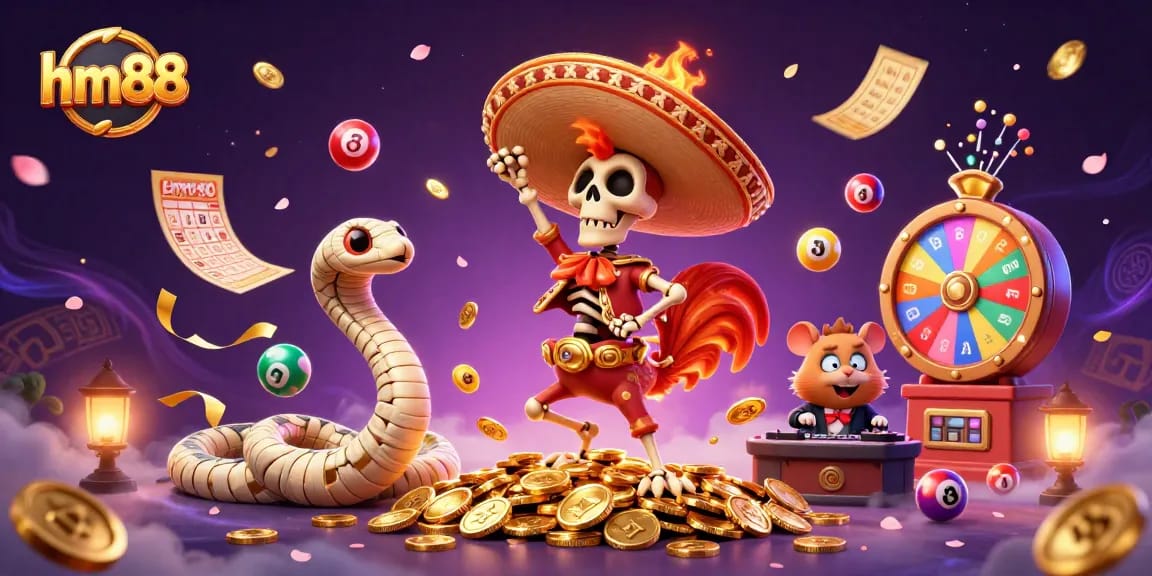 hm88 win with the exciting victory dance of a mariachi skeleton and a dynamic gambling scene