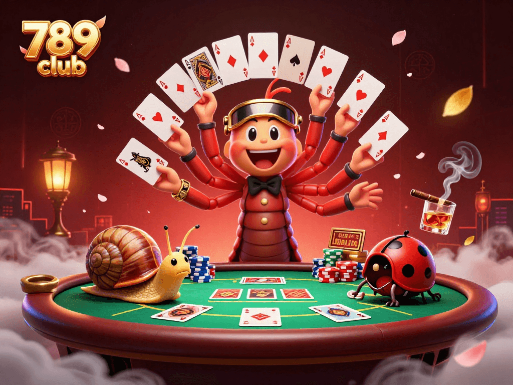Experience thrilling poker action at 789 club with engaging dealer characters and vibrant game elements.
