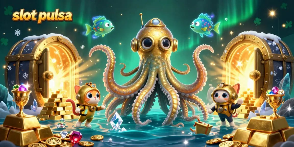 Menang di slot pulsa dengan permainan menarik dan desain mewah dalam ilustrasi 3D.