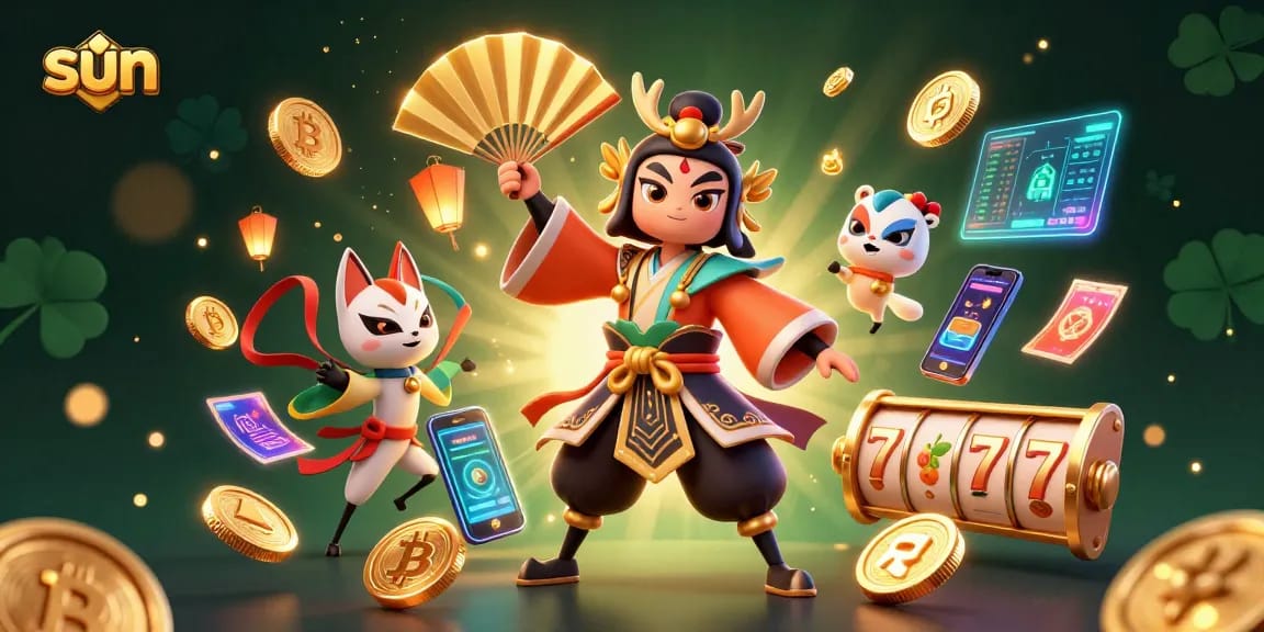 Experience the thrill of online gaming with vibrant sun-themed slot adventures featuring lucky symbols and crypto visuals.