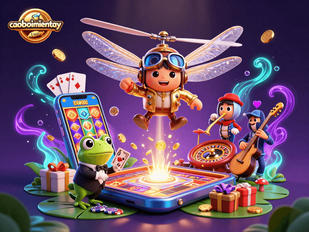 Experience the thrill of caoboimientay as the dragonfly pilot hovers over the lily pad casino with engaging characters.