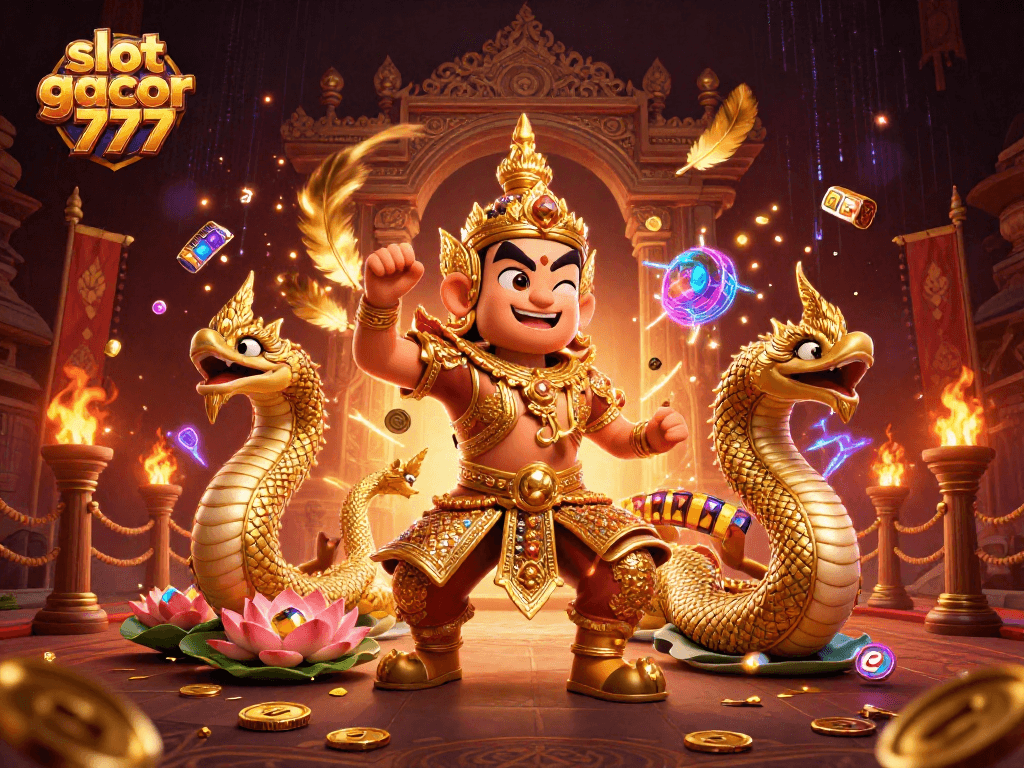 Experience thrilling gameplay with slot gacor 777 as cartoon guardians guard golden jackpots.