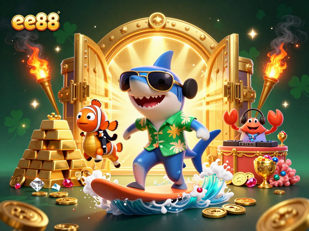 Experience the thrill of ee88 with a vibrant ocean casino scene featuring dynamic gambling elements.