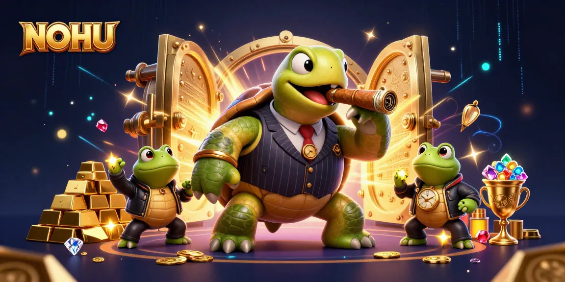 Join the excitement at NOHU with an energetic scene featuring a snapping turtle in a casino setting.
