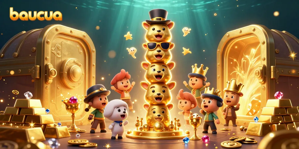 Engage in baucua with vibrant golden cash flows and animated spirit totems.