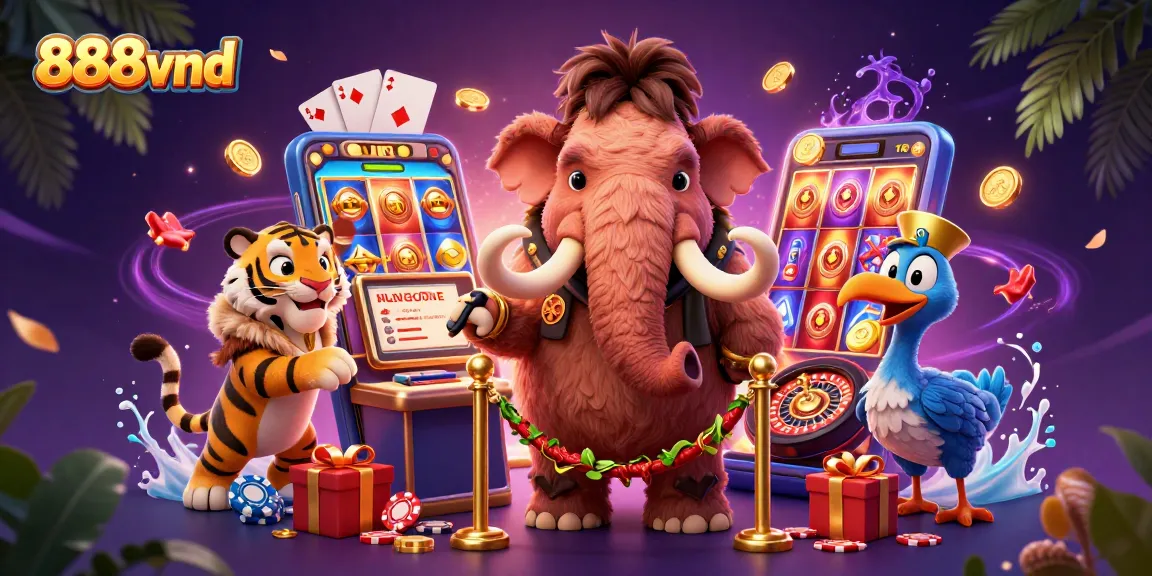 Experience the excitement at 888vnd with a vibrant casino scene featuring iconic characters.