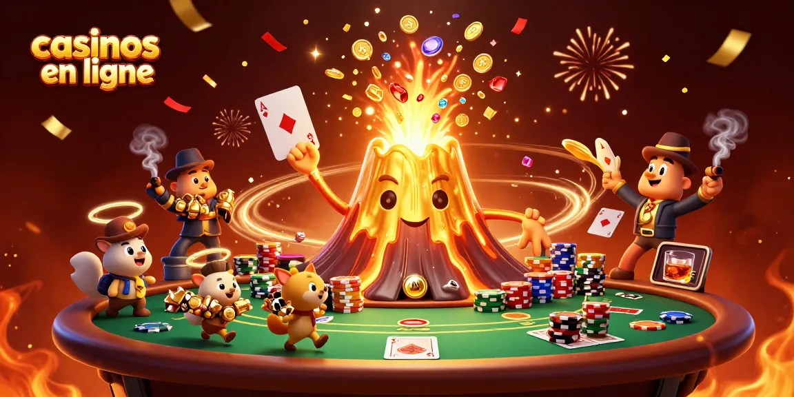 Gagnez dans les casinos en ligne avec une illustration dynamique de personnages de casino énergiques.