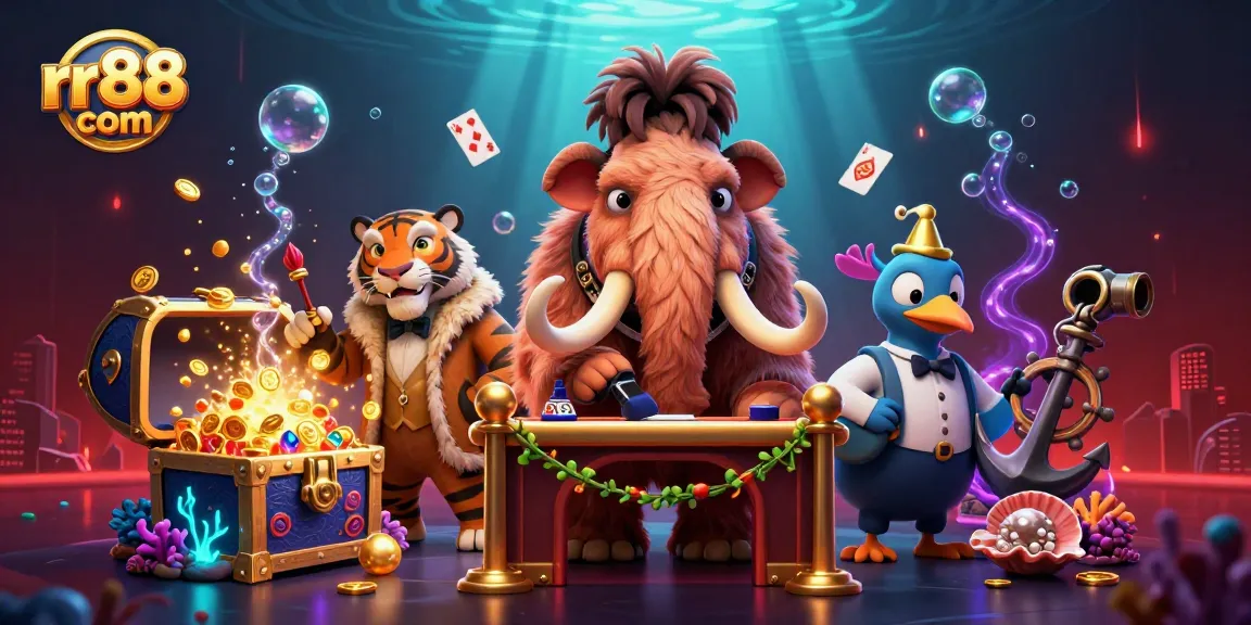 Join the excitement at rr88 com with a vibrant casino scene featuring engaging characters.
