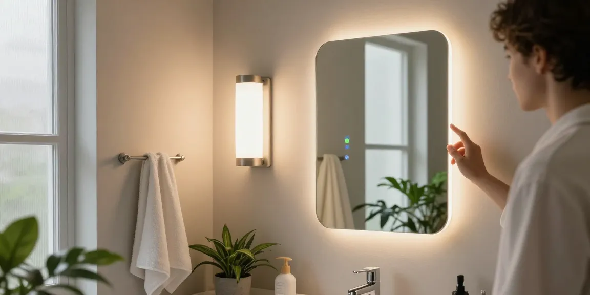 Aplice baie moderne cu lumini LED ce creează o atmosferă relaxantă.