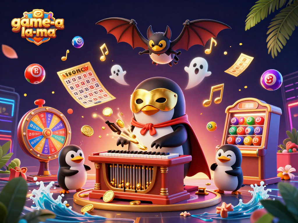 Experience the excitement at game-la-ma with a vibrant casino scene bursting with action and fun.