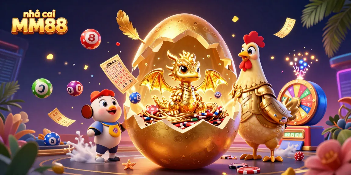Win big with nhà cái MM88 at the dazzling casino, featuring a golden dragon and vibrant gaming elements.