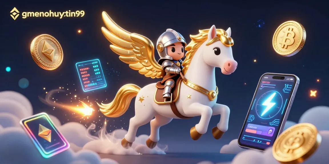 Experience the thrill of gamenohuuytin99 with a 3D celestial casino knight on a golden-winged horse.