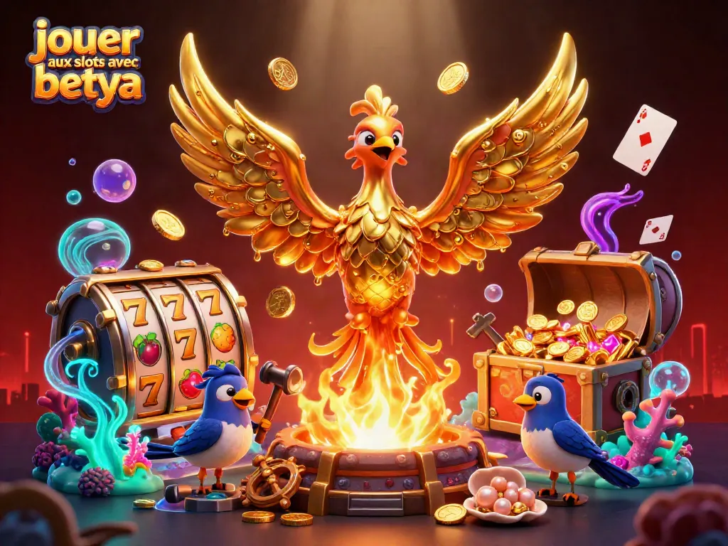 Play and win big while jouer aux slots avec betya in a vibrant, cinematic casino scene.