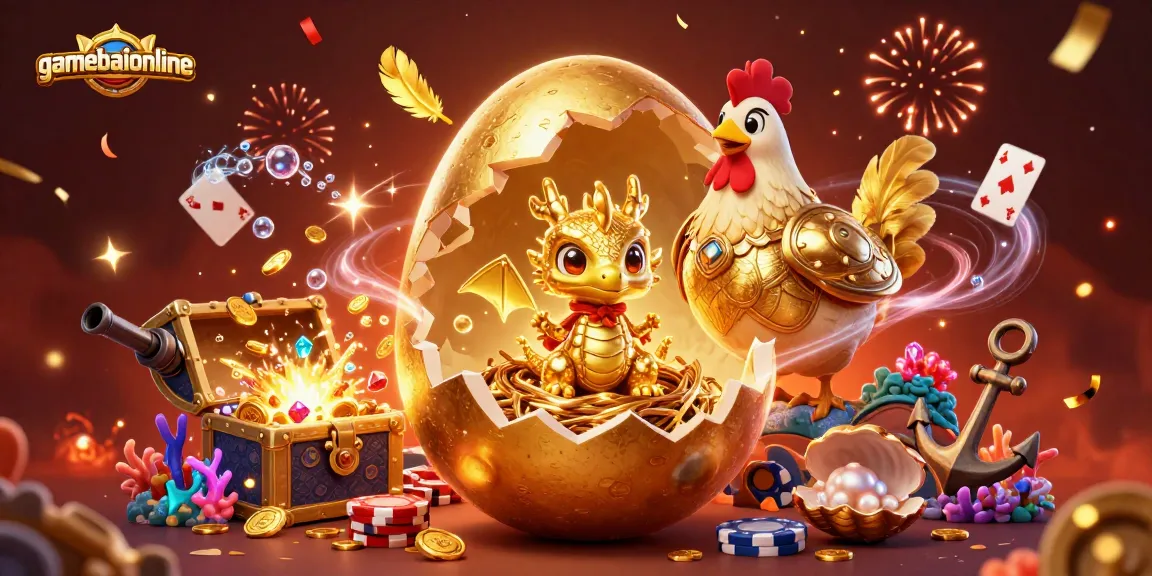 Join the fun at gamebaiionline with a vibrant baby dragon and poker chips!