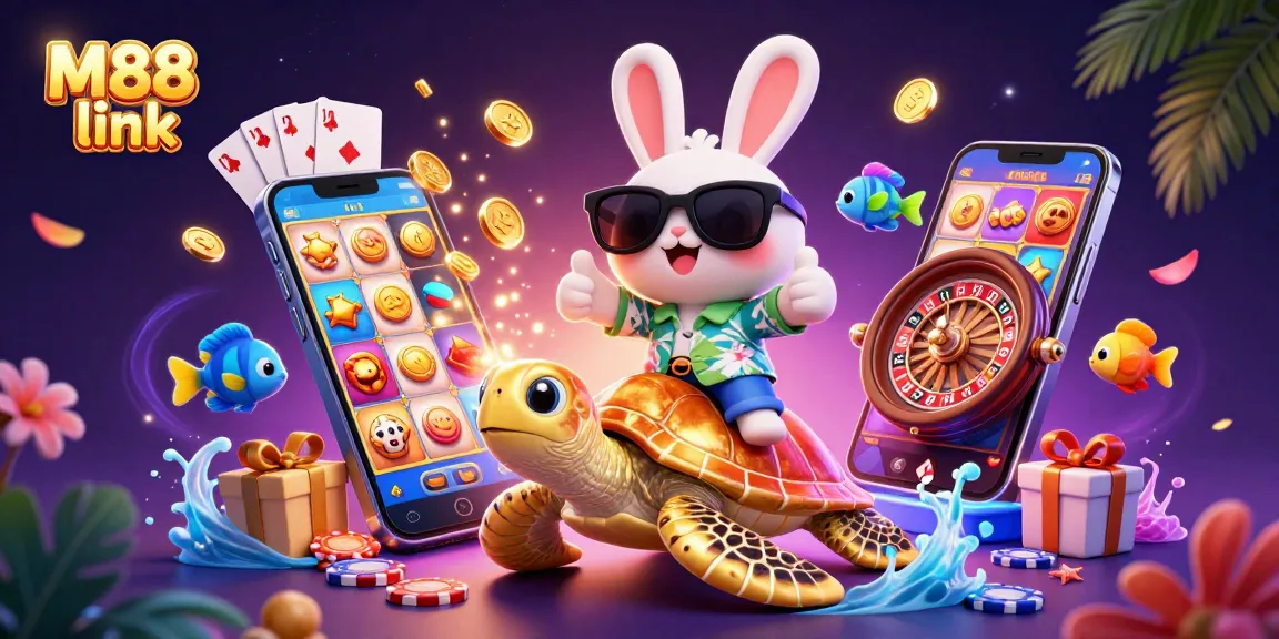 Experience the thrill of M88 link with vibrant casino elements and colorful characters in action.
