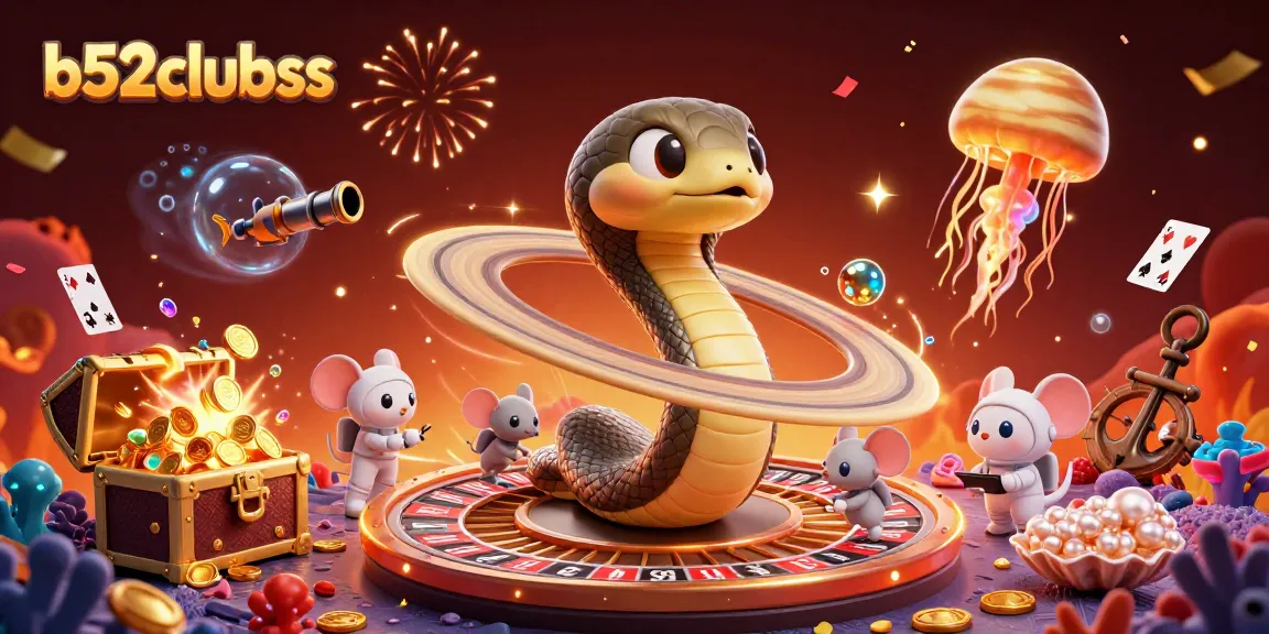 Place bets with b52clubss as tiny astronaut mice on a cosmic roulette wheel scene.
