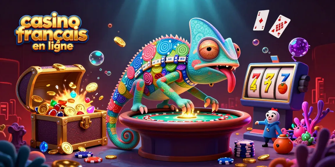 Jouez sur casino français en ligne avec un caméléon casino entouré de trésors sous-marins scintillants.