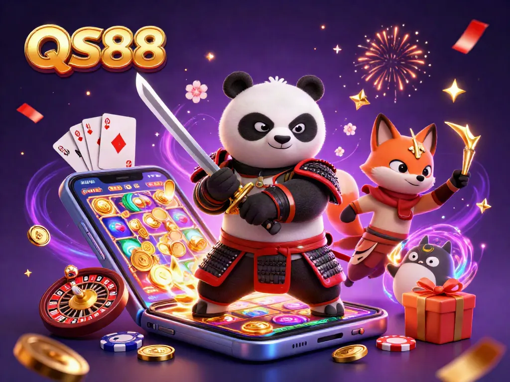QS88 engages players with vibrant 3D characters and dynamic casino-themed elements.