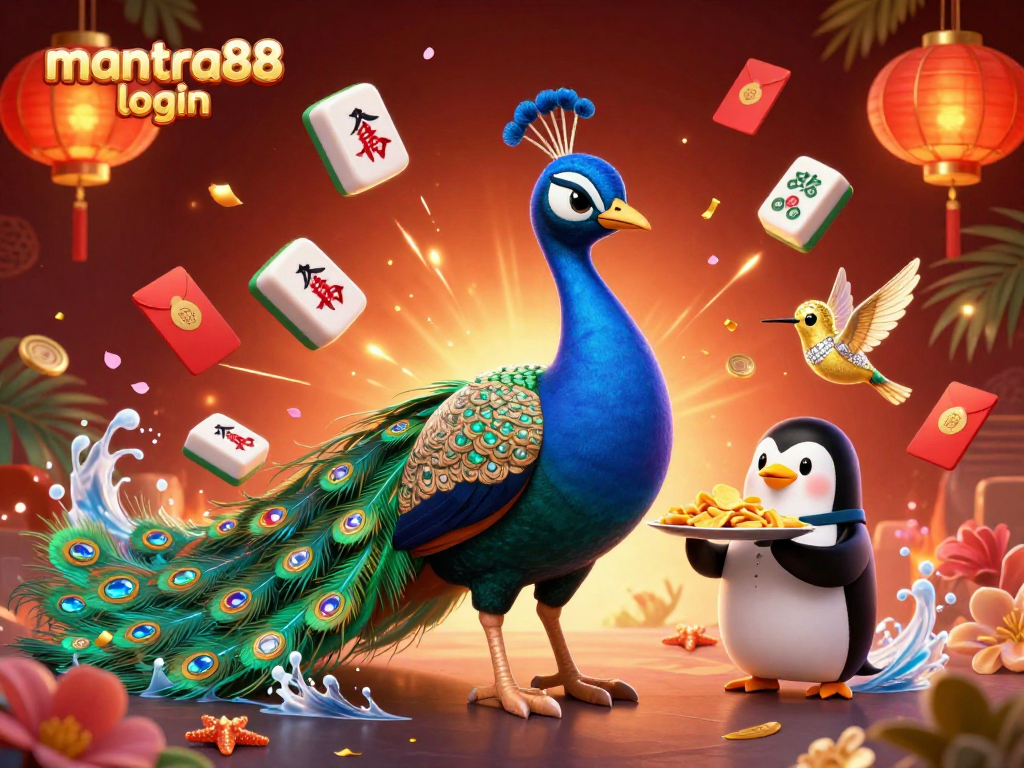 Experience the excitement of mantra88 login with a vibrant 3D casino scene filled with golden chips and lucky symbols.