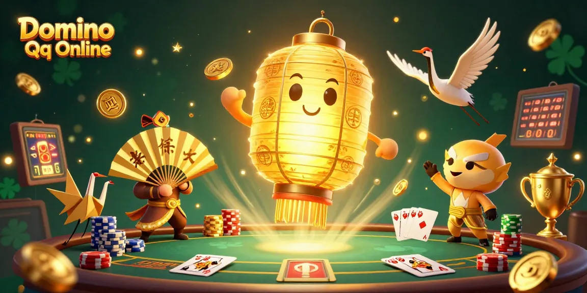 Engage in exciting gameplay at Domino Qq Online with vibrant 3D elements and golden symbols.