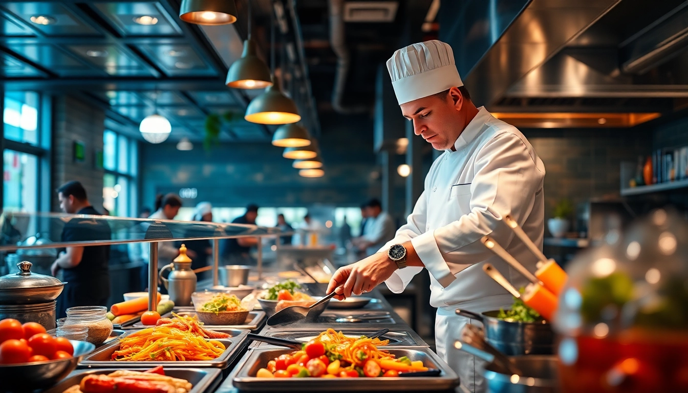 Experience thrilling slot online action in a vibrant restaurant kitchen scene.