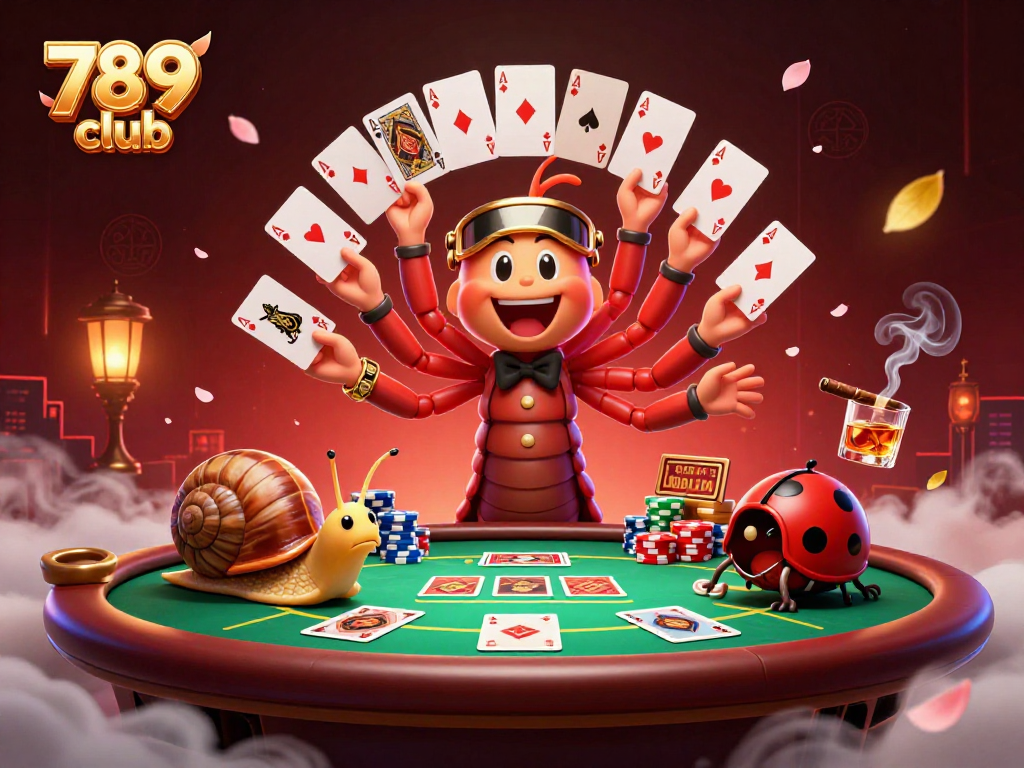 Experience thrilling poker action at 789 club with engaging dealer characters and vibrant game elements.