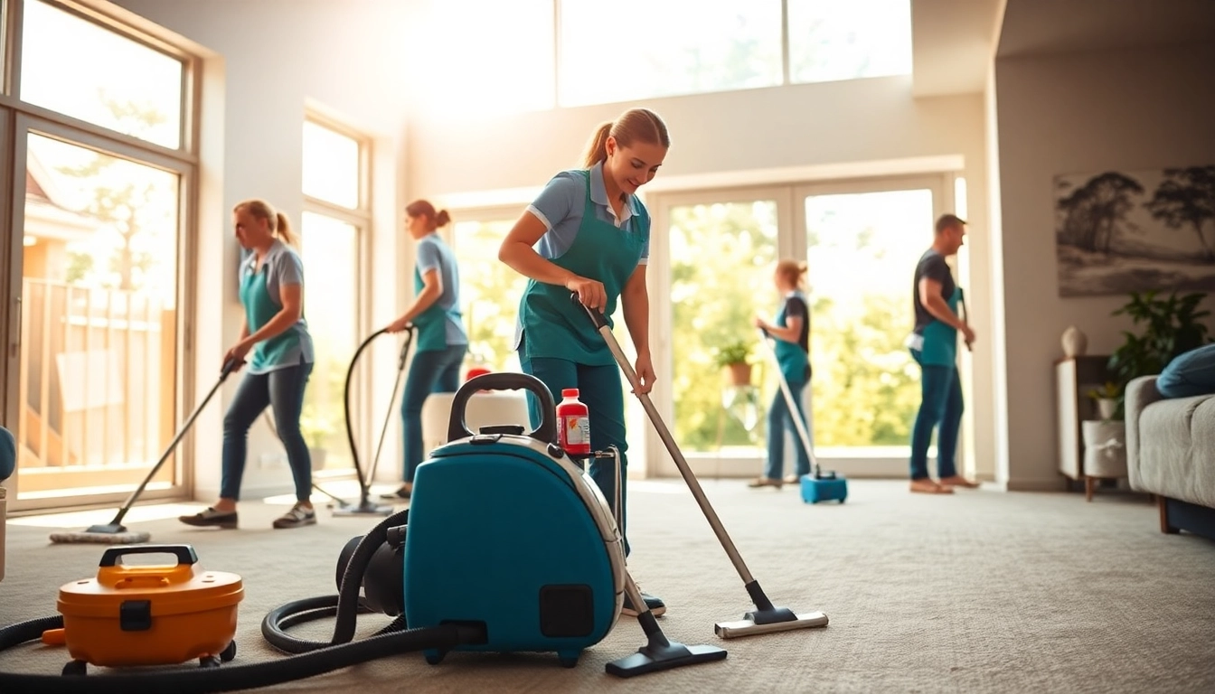 Bond cleaning Brisbane team efficiently cleaning a domestic rental property with visible sparkling surfaces.