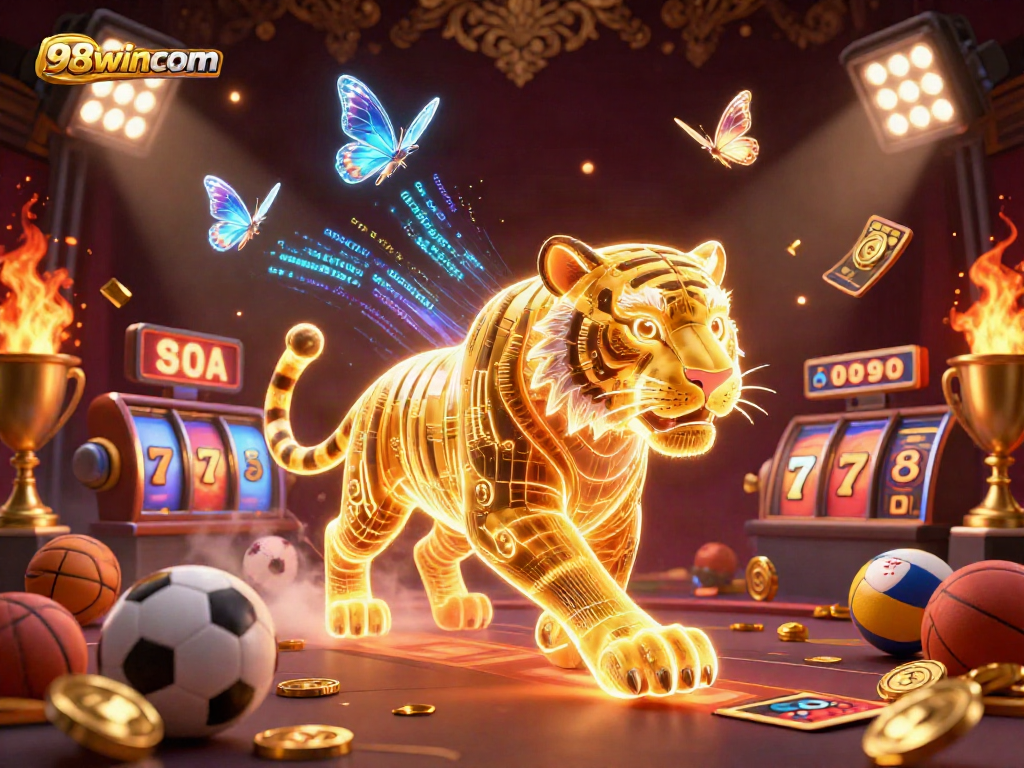 Experience thrilling betting action at 98wincom with vibrant casino elements and 3D visuals.