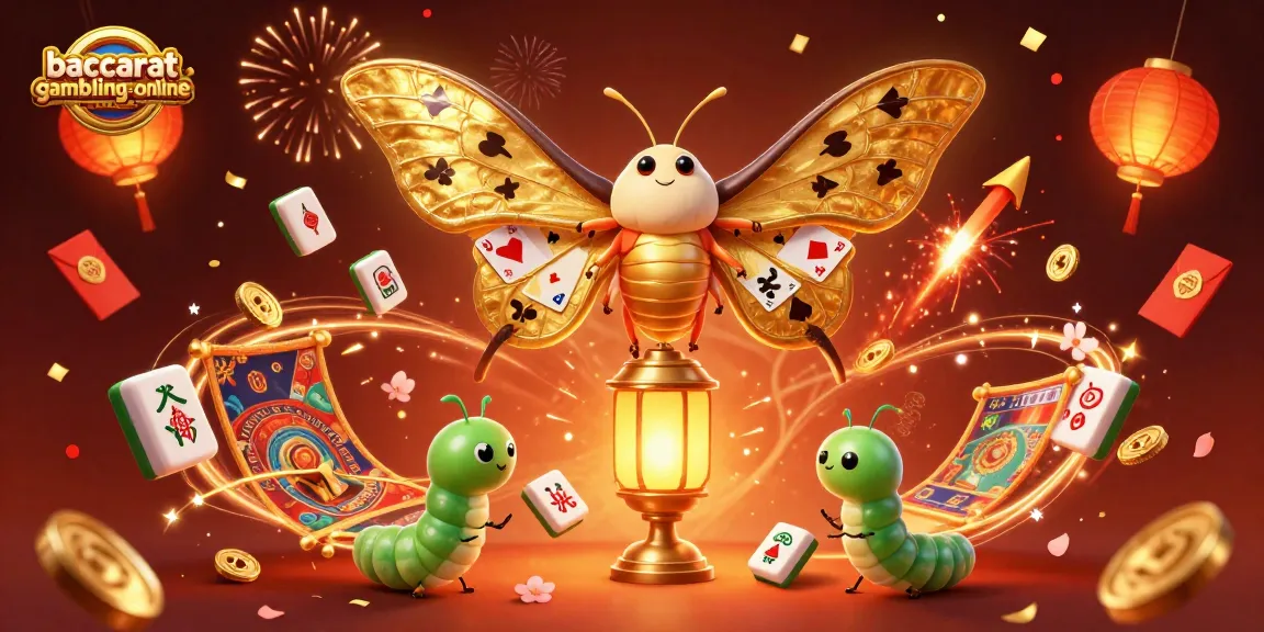 Baccarat-gambling-online showcases a vibrant 3D scene of an atlas moth at a casino, enhancing the gaming experience.