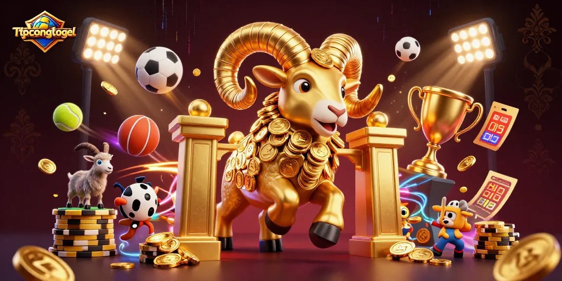 Engage with rtpcongtogel through vibrant 3D casino action featuring golden ram charging, sports balls, and dynamic elements.