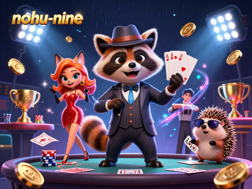 Experience thrilling gameplay with nohu-nine in this dynamic poker scene featuring charming characters.