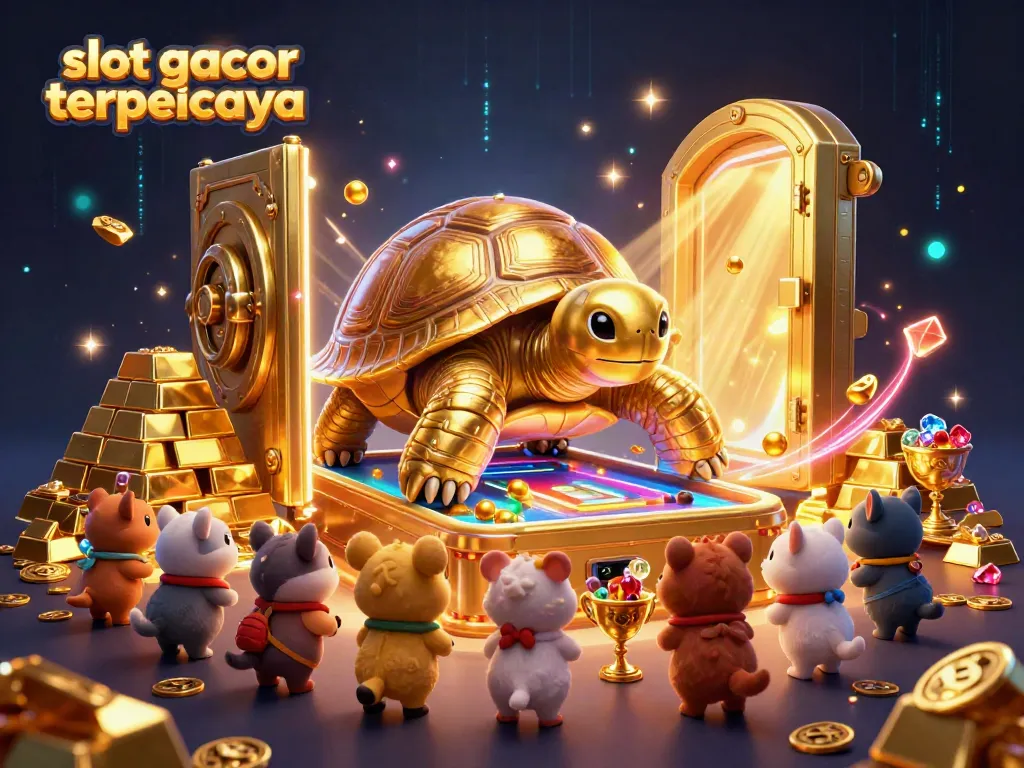 Slot gacor terpercaya dengan karakter penyu emas dan elemen kasino menarik.