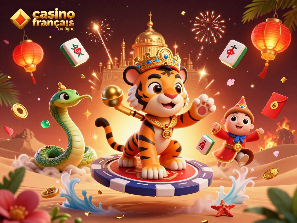 Jouez au casino francais en ligne avec enthousiasme, entouré de personnages vibrant de magie et de chance.
