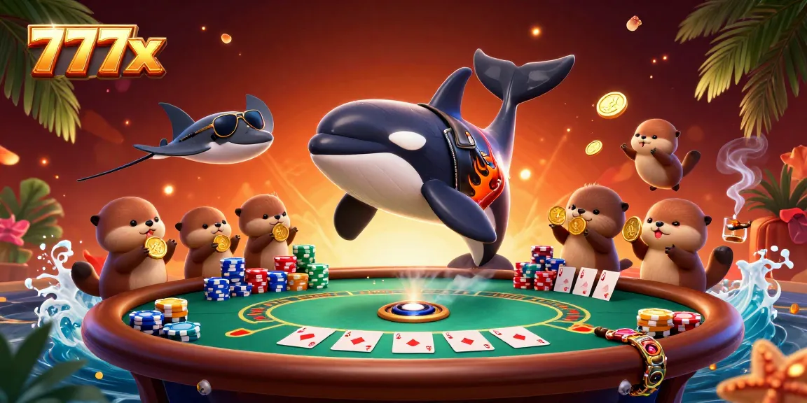 Experience thrilling poker action at 777x with characters immersed in a vibrant casino scene.