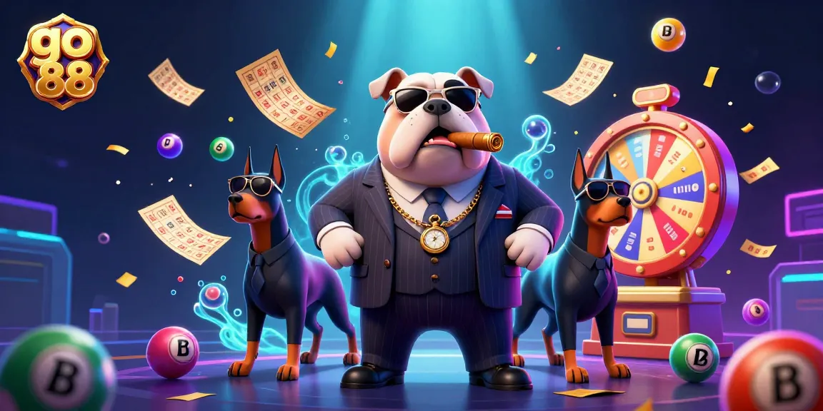 Experience the thrill of go 88 with vibrant lottery scenes and energetic characters in this casino illustration.