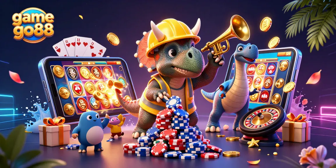 Engage with game go88 through vibrant 3D cartoon action in a dynamic casino scene.