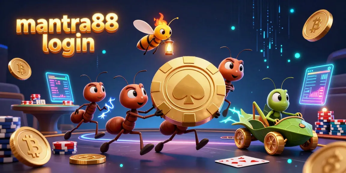 Engage with mantra88 login and enjoy a vibrant poker scene with dynamic characters and glowing crypto elements.