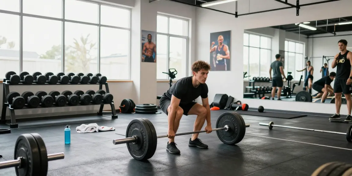 High-performance athlete at Pharmaqo shop gym lifting weights with focus and determination.