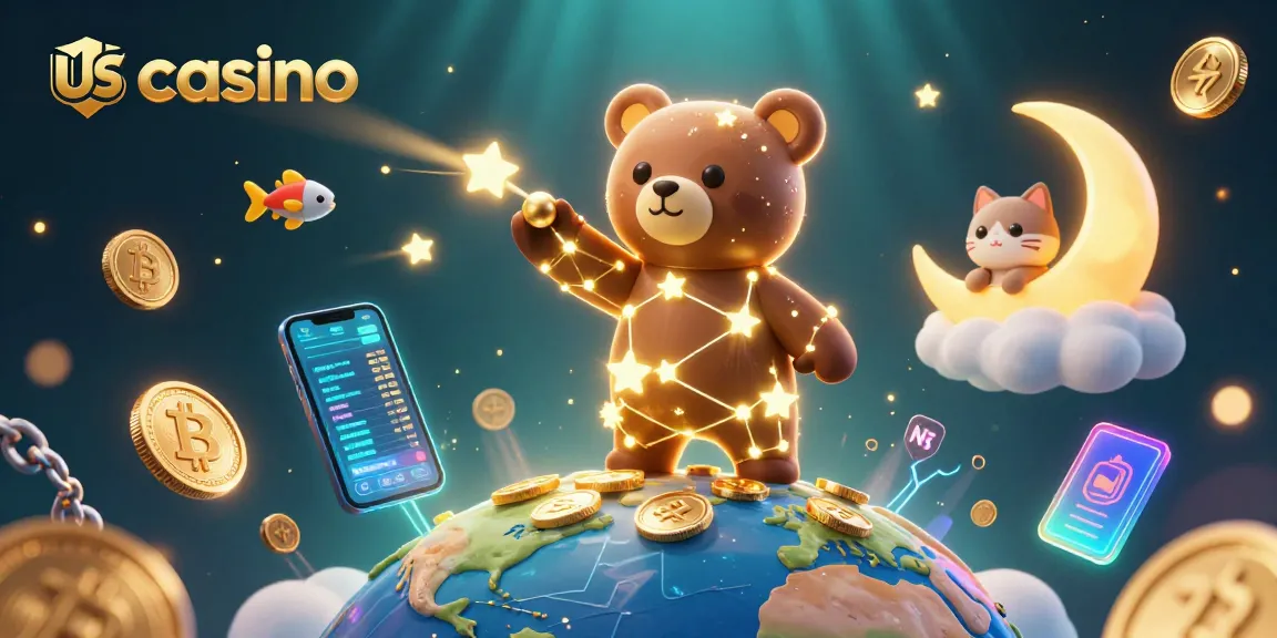 Experience thrilling wins at the us casino, with starry characters and vibrant games showcasing crypto elements.