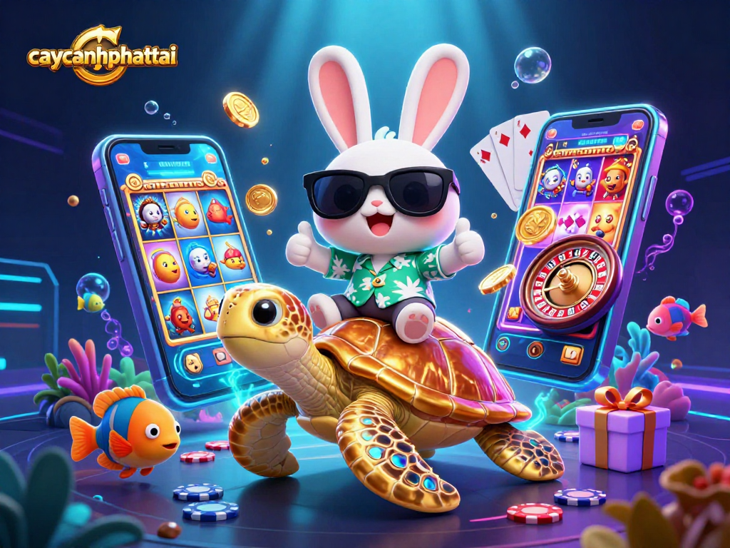 Experience the thrill of caycanhphattai with this vibrant 3D illustration featuring fun characters and casino elements.