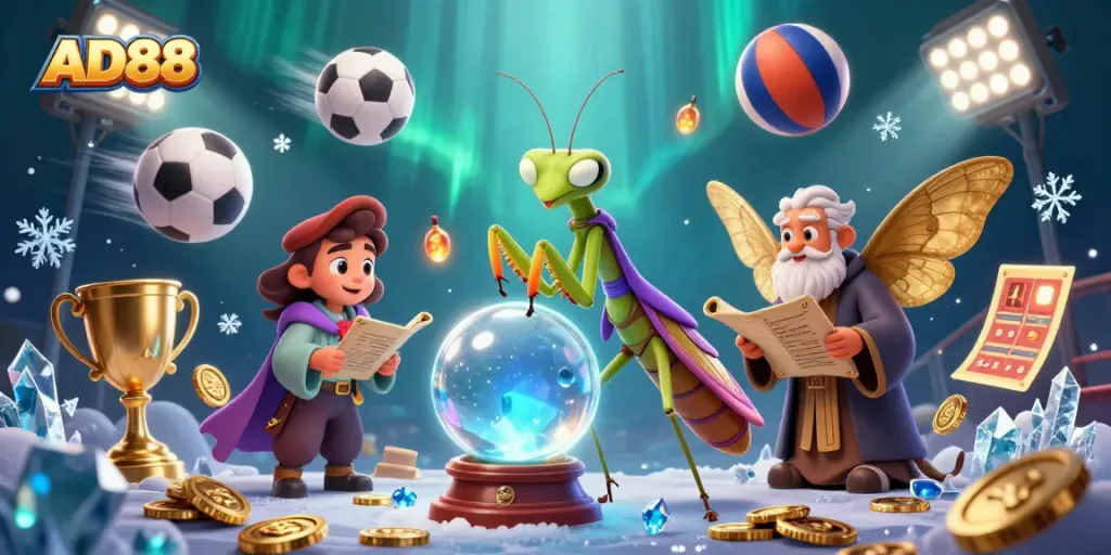 Bet on sports with AD88 in a vibrant gaming arena full of dynamic elements.