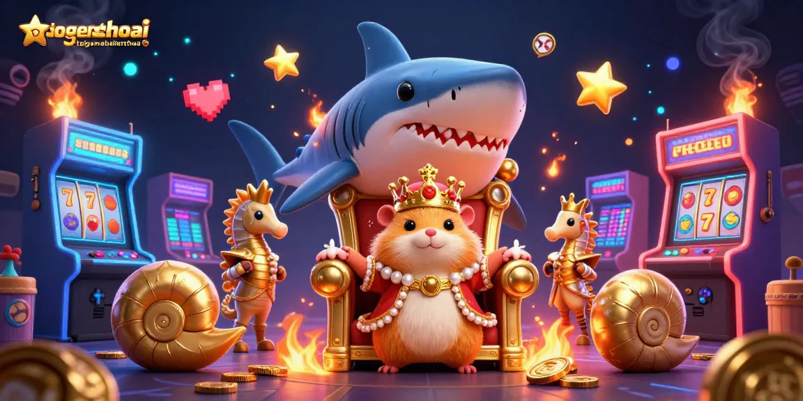 Spin to win with taigamebaidienthoai in this vibrant 3D illustration of a golden hamster king and game technology.