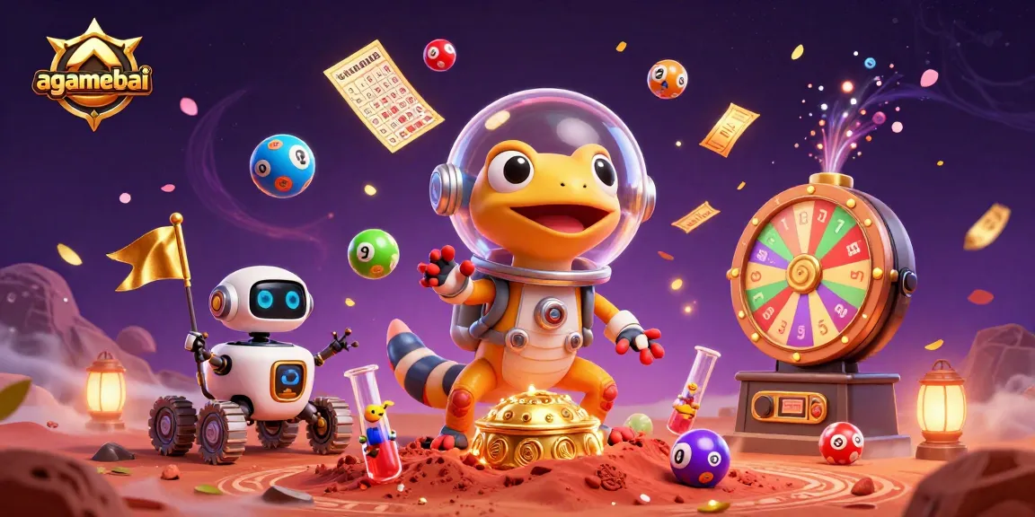 Experience agamebai in a vibrant Martian casino scene filled with dynamic lottery elements.