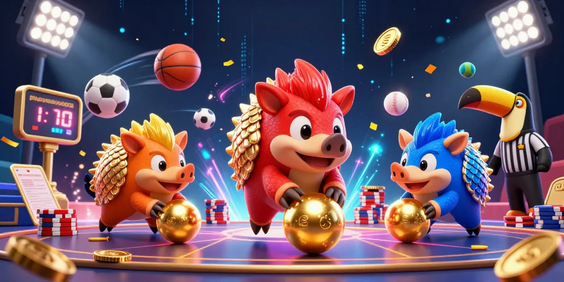 Engage in thrilling rivalry at playgamebanca with cartoon pangolins battling amid vibrant casino elements.
