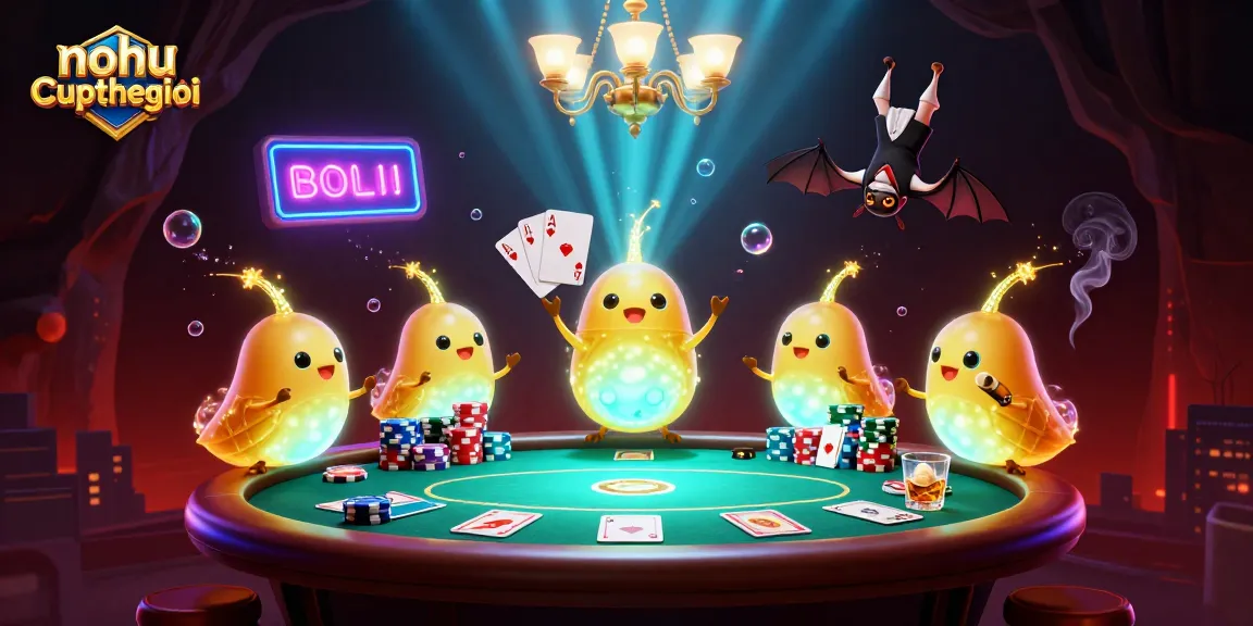 Nohu-cupthegioi showcases a vibrant cave casino lit by glowworms, emphasizing poker excitement.